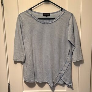 Flora ❤️ Ashley Women's Light Blue Asymmetrical Short Sleeve Top size L